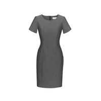TEXTURED YARN DYED STRETCH SHORT SLEEVE SHIFT DRESS