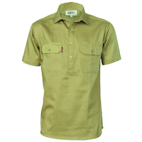 COTTON DRILL CLOSE FRONT WORK SHIRT - SHORT SLEEVE