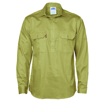 CLOSE FRONT COTTON DRILL SHIRT - LONG SLEEVE