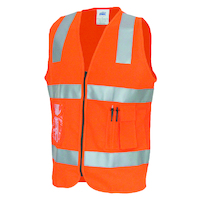 DAY/NIGHT SIDE PANEL SAFETY VEST WITH GENERIC R/TAPE