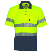 HI VIS TWO TONE COTTON BACK POLOS WITH GENERIC R.TAPE - SHORT SLEEVE