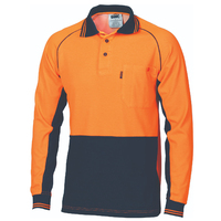 HIVIS COTTON BACKED COOL-BREEZE CONTRAST POLO - LONG SLEEVE