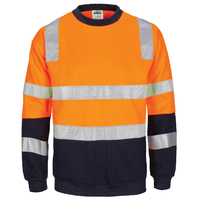HIVIS 2 TONE, CREW-NECK FLEECY SWEAT SHIRT WITH SHOULDERS, DOUBLE HOOP BODY AND ARMS CSR R/TAPE.