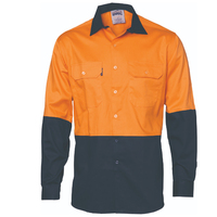 HIVIS COOL-BREEZE VERTICAL VENTED COTTON SHIRT - LONG SLEEVE