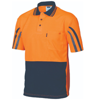 HIVIS COOL-BREATHE PRINTED STRIPE POLO - SHORT SLEEVE