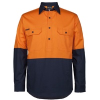 JB's HI VIS CLOSE FRONT L/S 150G WORK SHIRT