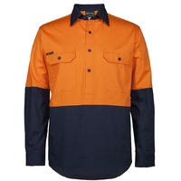 JB's HI VIS CLOSE FRONT L/S 150G WORK SHIRT 