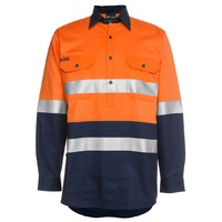 JB's HI VIS (D+N) CLOSE FRONT L/S 190G SHIRT
