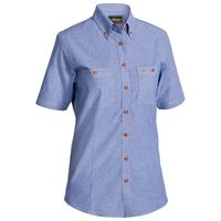 WOMENS CHAMBRAY SHIRT SHORT SLEEVE