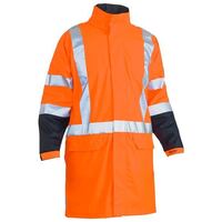 3M TAPED HI VIS STRETCH PU RAIN COAT WITH CONCEALED HOOD AND X BACK (WATERPROOF)