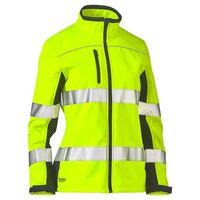 WOMENS TAPED TWO TONE HI VIS SOFT SHELL JACKET