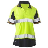 WOMENS SHORT SLEEVE TAPED TWO TONE HI VIS V-NECK POLO