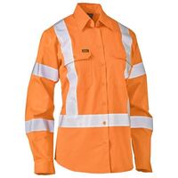 WOMENS TAPED X BACK LIGHTWEIGHT HI VIS DRILL RAIL SHIRT