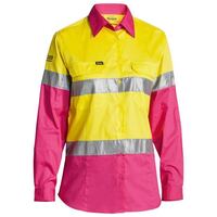 WOMENS 3M TAPED COOL LIGHTWEIGHT HI VIS SHIRT WITH NBCF EMBROIDERY LONG SLEEVE