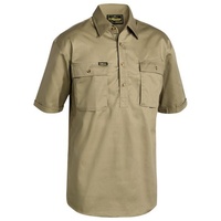 CLOSED FRONT COTTON DRILL SHIRT SHORT SLEEVE