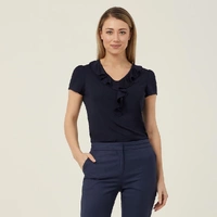 NNT CAT48H Matt Jersey Cap Sleeve Ruffle Neck T-Top
