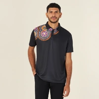 NNT CATJJS Polyester Knit Bush Tucker Indigenous Print Polo