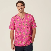NNT CATRST Xmas Gingerbread Surfer Print Scrub Top