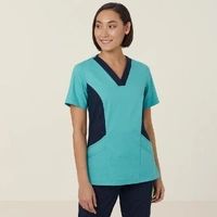 NNT CATULL Nightingale V-Neck Contrast Scrub Top
