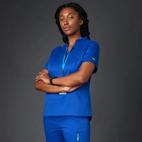 NNT CATUMM Blackburn Mandarin Collar Scrub Top