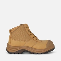 KingGee K26491 Tradie Women's Zip/Lace Steel Cap Work Boots 5" - Wheat