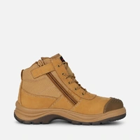 KingGee K27100 Tradie Zip/Lace Steel Cap Safety Work Boots 5" - Wheat
