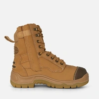 KingGee K27800 Phoenix Metguard Zip/Lace Safety Work Boots Wheat 8"