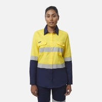 KingGee K44227 Womens Workcool Vented Spliced Spliced Shirt Taped Long Sleeve