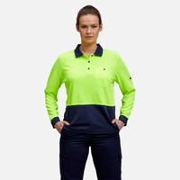KingGee K44730 Women's Workcool Hyperfreeze Hi-Vis Long Sleeve Polo Shirt