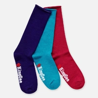 KingGee K49271 Women's Bamboo Coloured Crew Socks - 3 Pack PURPLE/TEAL/PINK
