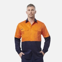 KingGee K54015 Originals Hi-Vis Long Sleeve Drill Work Shirt