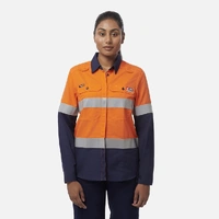 KingGee K84002 Women�s Shieldtec LENZING� FR Hi-Vis Spliced Open Front Taped Shirt PPE2