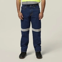 Hard Yakka Y03513 Enzyme Washed Straight Leg Taped Denim Jeans