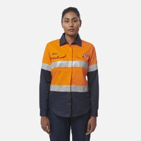 KingGee Y04050 Women's ShieldTec FR Hi Vis 2Tone Open Front Taped Shirt PPE2