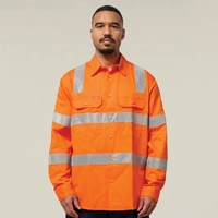 Hard Yakka Y04275 Long Sleeve Hi-Vis Biomotion Taped shirt
