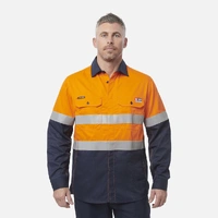 KingGee Y04350 ShieldTec Fr Hi Vis 2 Tone Open Front Taped Shirt PPE2