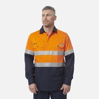 KingGee Y04550 ShieldTec FR Hi Vis 2 Tone Closed Front Taped Shirt PPE2