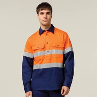 Hard Yakka Y04615 Core Hi-Vis Long Sleeve Heavyweight Closed Front Taped Shirt