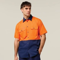 Hard Yakka Y04620 Core Hi-Vis Light Weight Vented Short Sleeve Cotton Shirt
