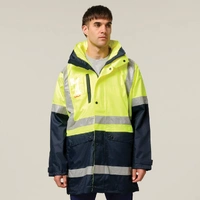 Hard Yakka Y06057 Hi-Vis 4-In-1 Taped Wet Weather Jacket