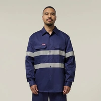 Hard Yakka Y07227 Hi-Vis Cotton Drill Long Sleeve Taped Shirt