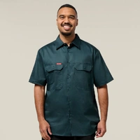 Hard Yakka Y07510 Short Sleeve Open Front Cotton Drill Work Shirt