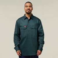 Hard Yakka Y07530 Long Sleeve Closed Front Cotton Drill Work Shirt