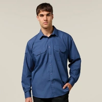Hard Yakka Y07590 Long Sleeve Permanent Press Crease Free Poly Cotton Shirt