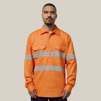 Hard Yakka Y07899 Hi-Vis Closed Front Taped Long Sleeve Cotton Drill Shirt