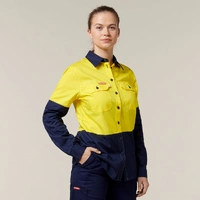 Hard Yakka Y08225 Women's Core 2 Tone Hi-Vis Vented Long Sleeve Shirt