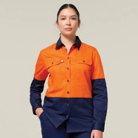 Hard Yakka Y08423 Womens Long Sleeve  Hi Vis 2 Tone Vented Shirt