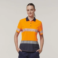 Hard Yakka Y08602 Womens  Short Sleeve Hi Vis Taped Polo