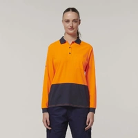 Hard Yakka Y08603 Womens Long Sleeve Hi Vis Polo