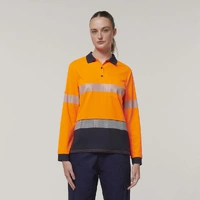 Hard Yakka Y08604 Womens  Long Sleeve Hi Vis Taped Polo